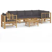 vidaXL Ensemble de salon de jardin 7 pièces avec coussins gris foncé en bambou