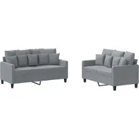 vidaXL Ensemble de canapés 2 pièces avec coussins Tissu gris clair
