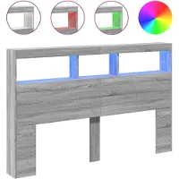 vidaXL Tête de lit LED avec étagère Gris Sonoma 160x17x102 cm