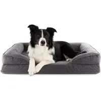 DS Produkte Lit pour chien Lumaland, modèle Indoor Cord, gris, taille M, 90x65x9 cm. Coussin pour chien, taille M. Panier 90x65 cm. Housse intérieure en tissu Cord, lavable