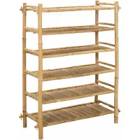 vidaXL Rack à chaussures avec étagère Naturel 6 niveaux Bambou