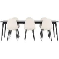 Ebuy24 Ellis ensemble pour salle à manger table 85x230cm et 6 chaises velours noir.
