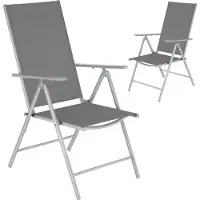 TecTake Chaises de jardin pliantes avec dossier réglable, en tissu maillé - argent, Lot de 2