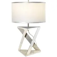 Elstead Lighting Lampe de table avec abat-jour Aegeus chromé-gris, 1xE27x60W, tissu, dimensions : 70,4 x 45 x 45 cm, IP20, Elstead