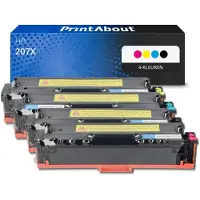 PrintAbout Toner compatible pour HP 207X (W2210/11/12/13X) - 4 couleurs - Grande capacité - Multipack