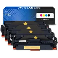 PrintAbout Toner compatible pour HP 415X (W2030/31/32/33X) - 4 couleurs - Grande capacité - Multipack
