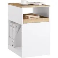 SoBuy ASK08-WN Table imprimante à roulettes - 40x50x65 cm - blanc/bois - Meuble d'archivage mobile et support d'imprimante