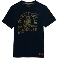 Superdry T-Shirt 'Vintage Prep' bleu marine / moutarde / or / gris clair