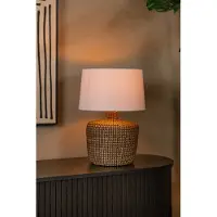 Lucide Lampe de table en herbe marine Ambala Ø 35cm - brun avec teinte blanche