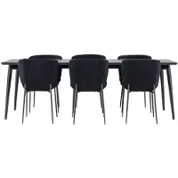 Ebuy24 Ellis ensemble pour salle à manger table 85x230cm et 6 chaises teddy noir.