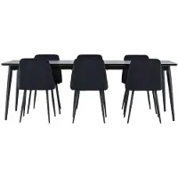Ebuy24 Ellis ensemble pour salle à manger table 85x230cm et 6 chaises velours noir.