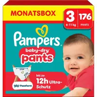 Pampers Couches Baby-Dry (Taille 3, Pack mensuel, 176 pcs)