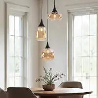 LumenXL Suspension moderne en verre ambré, 3 lumières - Loua
