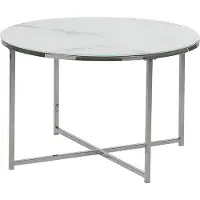 Beliani Table Basse Effet Marbre Blanc Structure Argentée Quincy