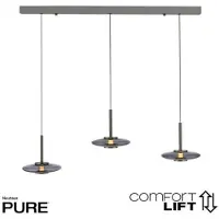 Paul Neuhaus Lampe suspendue 3 lumières Pure Vitrum conception gris