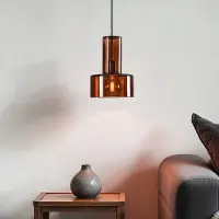 LumenXL Lampe suspendue Rurka or avec verre brun