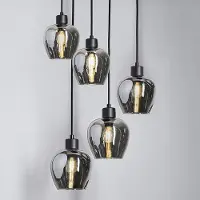 LumenXL Suspension design noire mate avec verre transparent 3 lumières - Stockton