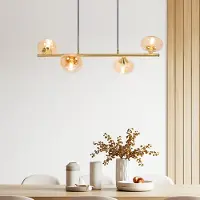 LumenXL Lampe suspendue en verre ambré, 4 lumières - Soikea