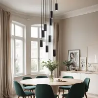 LumenXL Suspension design noir mat et or 9 lumières - Hialeah