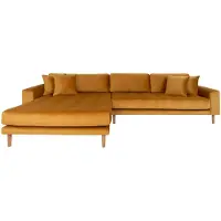 Ebuy24 Lido Canapé, Chaise longue orientée à gauche, en velours, moutarde jaune.