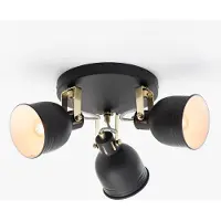 LumenXL Plafonnier moderne noir mat, intérieur blanc, 3 lumières - Laredo