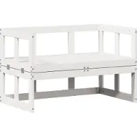 vidaXL Canapé de jardin 2 en 1 Extensible Blanc Pin massif
