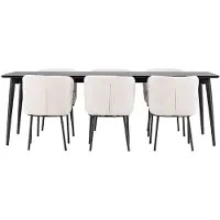 Ebuy24 Ellis ensemble pour salle à manger table 85x230cm et 6 chaises bouclé noir.