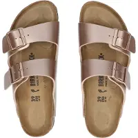 Birkenstock - Sandales en suède synthétique - Arizona Birko-Flor Narrow Copper pour Femme - Taille 36 - Rose