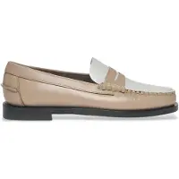Sebago pour femme. 76112KW Mocassins en cuir Clasic Dan beige, blanc (40), Plat, Aucun, Casuel
