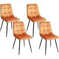 Beliani Ensemble de 4 chaises de salle à manger velours orange pieds en fer style moderne salle à manger cuisine