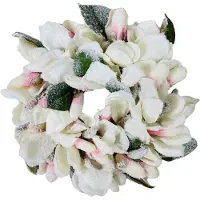 Inspiruj Couronne enneigée avec magnolia - rose poudré Couronne de porte 32 cm