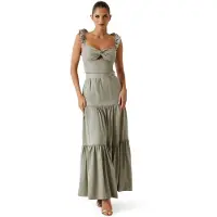 GUESS pour femme. W6GD33W1855 Jupe Rossana Maxi vert (M), Casuel, Modal