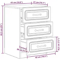 vidaXL Cabinet de chevet avec tiroir Bois ancien 43 x 41 x 63,5 cm