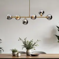 LumenXL Lampe suspendue Aster - or avec verre fumé et effet miroir