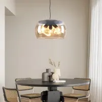 LumenXL Lampe suspendue design Serres avec verre ambré, 3 lumières
