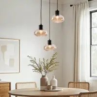 LumenXL Lampe suspendue moderne avec verre ambré, 3 lumières - Vida