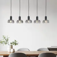 LumenXL Lampe suspendue en verre fumé et effet miroir, 5 lumières - Cinza