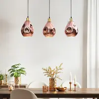 LumenXL Lampe suspendue design Rick avec verre or rose, 3 lumières