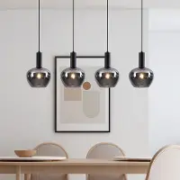 LumenXL Suspension 4 lumières Ilvy en verre fumé en forme de pomme - noir