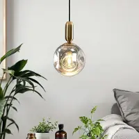 LumenXL Lampe suspendue à 1 lumière Lewis avec verre ondulé