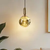 LumenXL Lampe suspendue à 1 lumière Lewis avec verre ondulé - or
