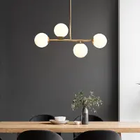 LumenXL Suspension design doré avec verre blanc laiteux, 4 lumières - Asun