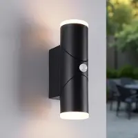 LumenXL Applique d'extérieur moderne noire avec LED et capteur - Tess