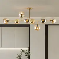 LumenXL Plafonnier design doré avec boules de verre ambrées - Osem