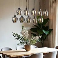 LumenXL Lampe suspendue à 10 lumières noire avec verre gris fumé - Stafford