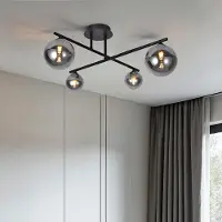 LumenXL Plafonnier moderne, 4 lumières noir avec verre fumé - Nymo