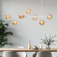 LumenXL Suspension design avec cadre blanc et verre ambré - Hepta