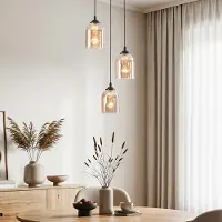 LumenXL Suspension 3 lumières avec verre ambré - Kensi