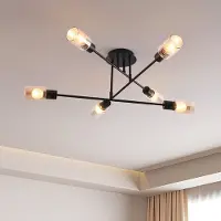 LumenXL Plafonnier noir en verre ambré à 6 lumières - Agios