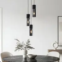 LumenXL Lampe suspendue moderne à 3 lumières avec verre fumé - Ela